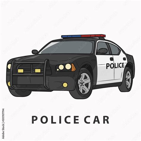 Black police car. City patrol transport on the white background. Stock ...