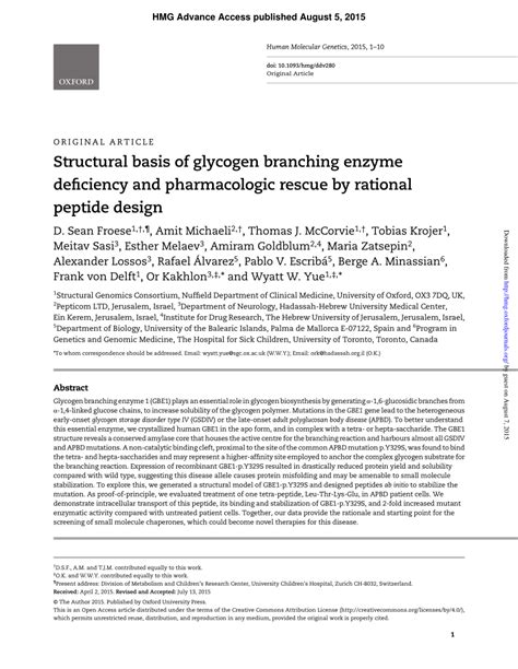 (PDF) Structural basis of glycogen branching enzyme deficiency and ...