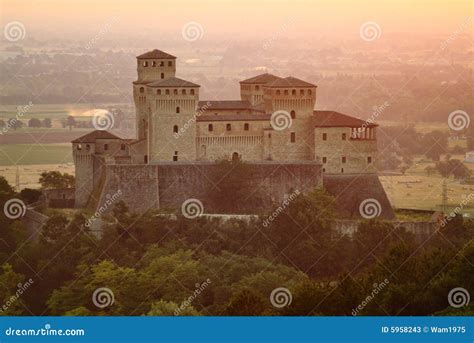 Torrechiara Castle At Sunrise Stock Image - Image of parma, italian ...