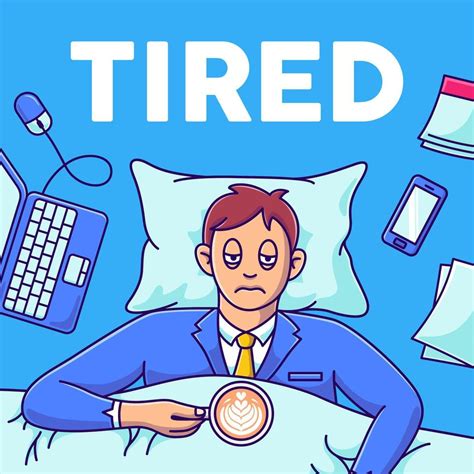 tired man with his work vector illustration. cartoon bored worker on ...