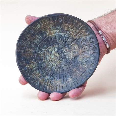 Greek Minoan Phaistos Disc Decorative Bronze Plate for Display, Minoan Crete Art Sculpture ...