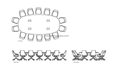 Large Round Conference Table, AutoCAD Block - Free Cad Floor Plans