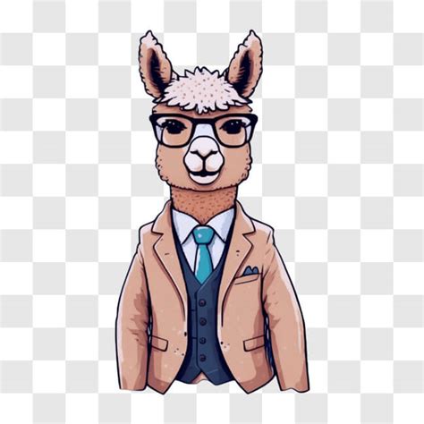 Download Llama Wearing Business Attire and Glasses Cartoons Online - Creative Fabrica