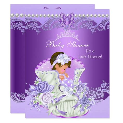 Little Princess Baby Shower Girl Purple Tiara Vint Invitation | Zazzle ...