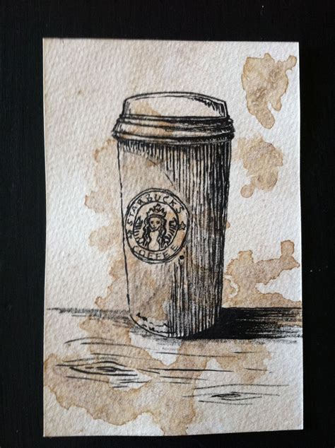 "Coffee" - ink on coffee stained paper | Coffee staining, Artwork, Painting