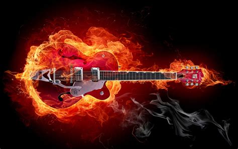 A guitar in flames - Rock music guitar