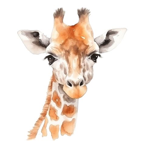 Cute Giraffe Head Watercolor Clipart Transparent Background PNG File - Ai Generative 24259006 PNG