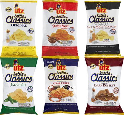 Utz Kettle Classics Potato Chips Variety 6 Pack, 8 oz. Bags - Walmart.com