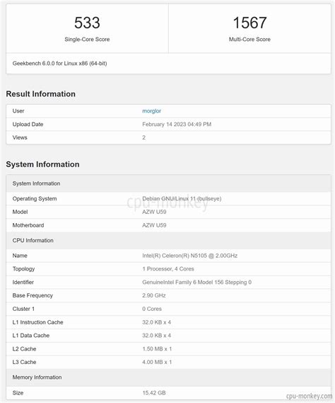 Intel Celeron N5105 Benchmark, Test and specs