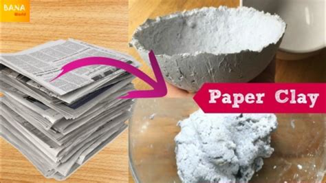 Easy Paper Mache Clay Recipe/ How to make paper clay/ DIY paper mache bowl/ air dry clay/ With ...