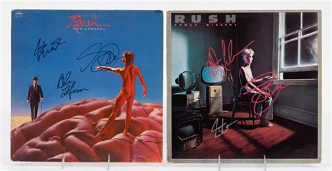 TWO, SIGNED RUSH ALBUMS HEMISPHERES, POWER WINDOWS