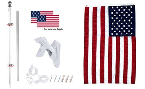 Atoah 3x5 American Flag Pole Kit with Nylon US Flag & 6FT Tangle-free Spinning Aluminum Flag ...