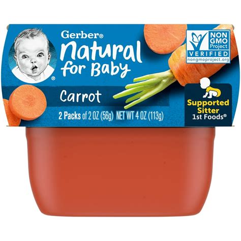 Gerber 1st Foods Stage 1 Baby Food Carrot, 2 oz, Tub (Pack of 2) - Walmart.com - Walmart.com