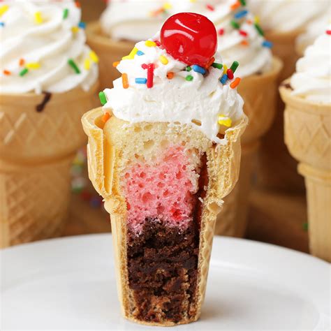 Neapolitan Ice Cream Cone Cupcakes Recipe by Tasty