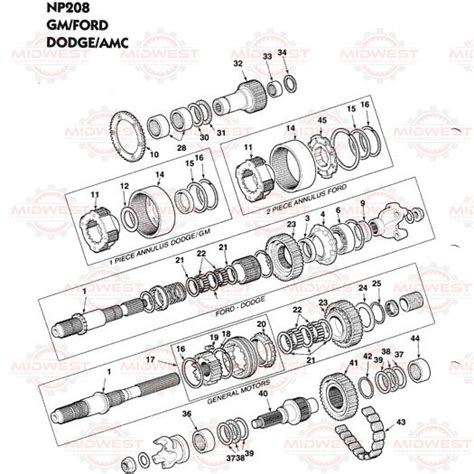 Parts Illustration NP208 Transfer Case — Midwest Transmission Center