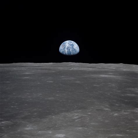 Apollo 11 Mission Image - View of Moon Limb, with Earth on the Horizon ...