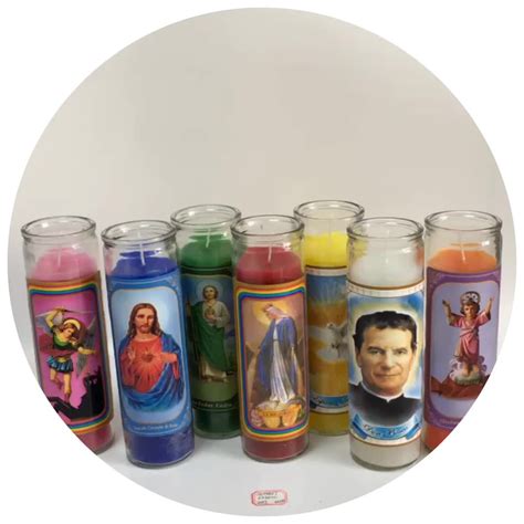 Custom More Saints Images 7 Days Candles Religious Wholesale 8" Inch Religious Glass Candle ...