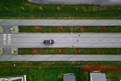 Aerial View of City Street with Car. Stock Photo - Image of aerial ...