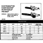 Looking for McCulloch model ELECTROMAC EM electric chainsaw repair & replacement parts?