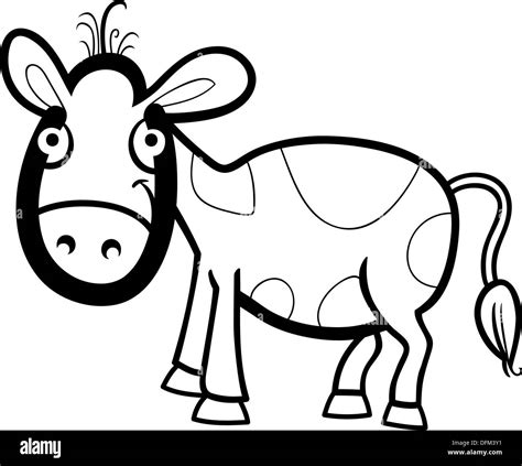 Black and White Cartoon Illustration of Cute Calf Baby Farm Animal for Coloring Book Stock Photo ...