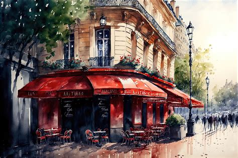 Paris French Corner Cafe Watercolor Painting 8 Digital Download Print - Etsy