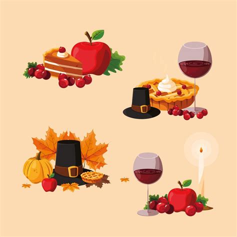 Thanksgiving food set icons 687684 Vector Art at Vecteezy