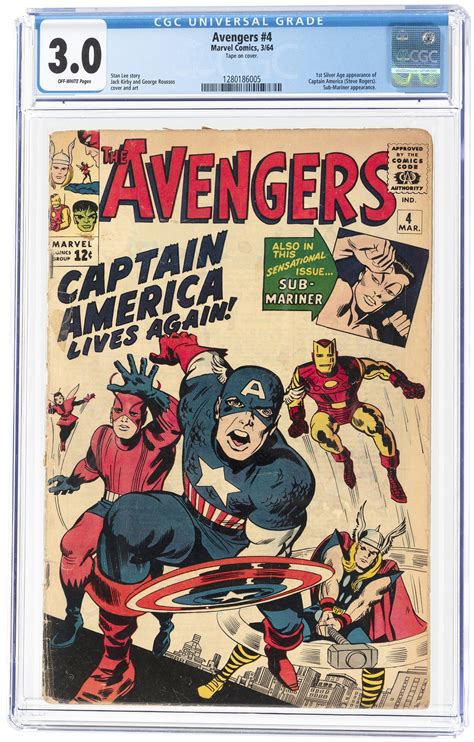 Hake's - AVENGERS #4 MARCH 1964 CGC 3.0 GOOD/VG (FIRST SILVER AGE CAPTAIN AMERICA).