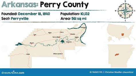 Arkansas, Perry County Map Cartoon Vector | CartoonDealer.com #96865195