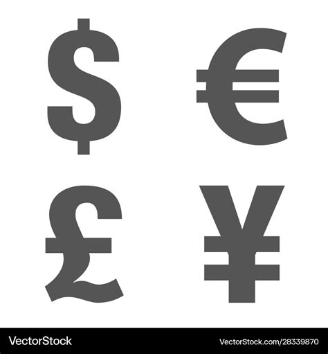 Currency icon set money sign euro dollar yen Vector Image