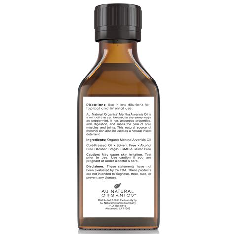 Mentha Arvensis Oil - 3.4oz (100ml) - AU Natural Organics