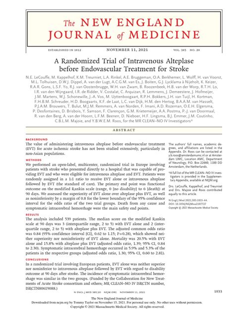 Nejmoa2107727-Alteplase in Stroke | PDF | Stroke | Medicine