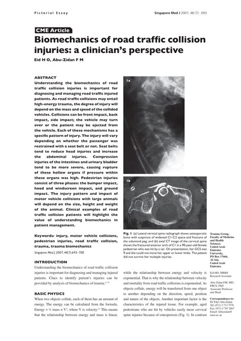 (PDF) Biomechanics of road traffic collision injuries: A clinician's ...