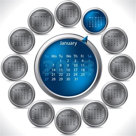 Elements of calendar grid13 design vector set Free vector in ...