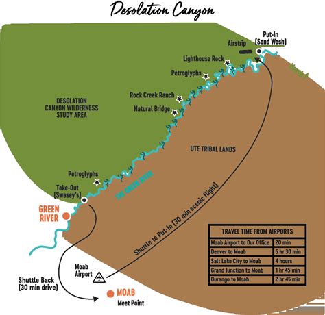 Desolation Canyon Map - Mild to Wild Rafting & Jeep Tours