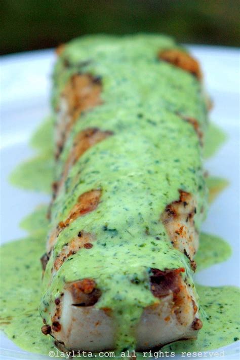 Grilled wild sturgeon recipe with lime cilantro sauce