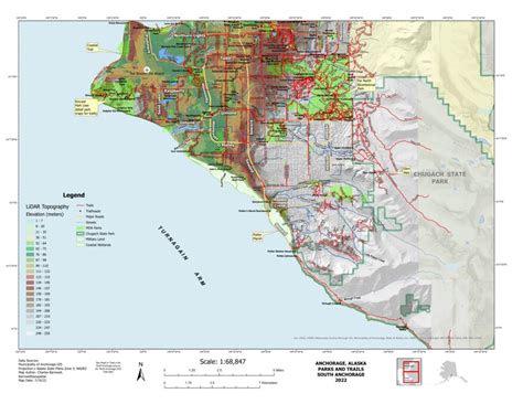 Anchorage, Alaska Trails and Parks-South Map by BarnwellGeospatial ...