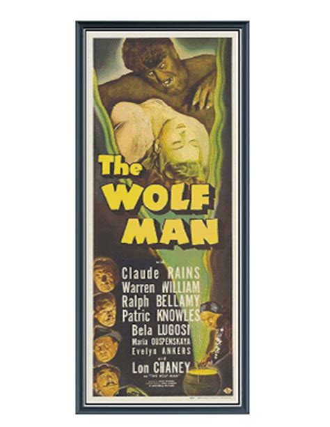 The Wolf Man Movie Poster Universal Monsters Lon Chaney Bela Lugosi ...