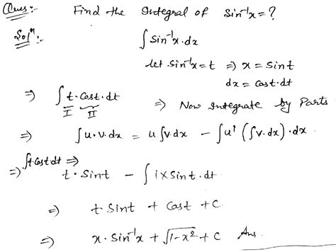 how to find the integral of sin inverse of x