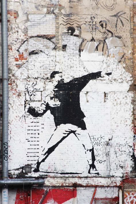 Banksy Flower Chucker / Thrower in Berlin - Berlin Love