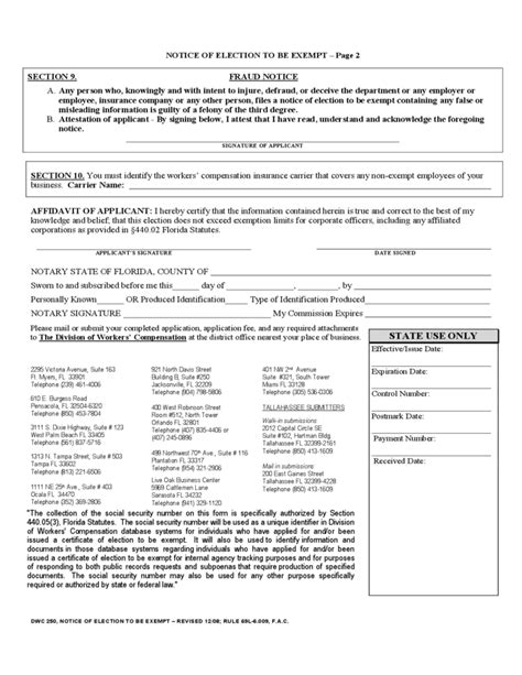 Workers Compensation Exemption Form - Florida Free Download