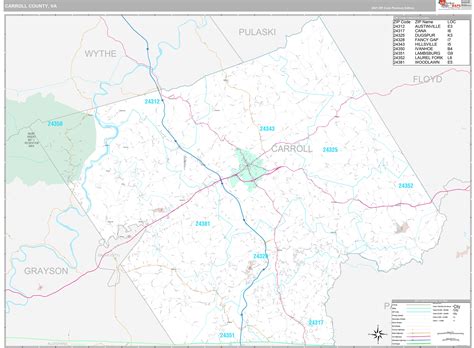 Carroll County, VA Wall Map Premium Style by MarketMAPS - MapSales