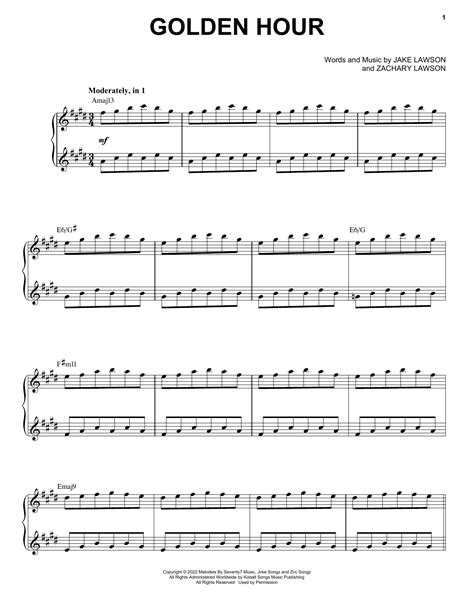 Golden Hour by Jvke Sheet Music for Piano & Vocal at Sheet Music Direct