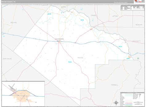 Pecos County, TX Wall Map Premium Style by MarketMAPS - MapSales