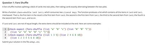 Solved Question 1: Faro Shuffle A faro shuffle involves | Chegg.com | Chegg.com