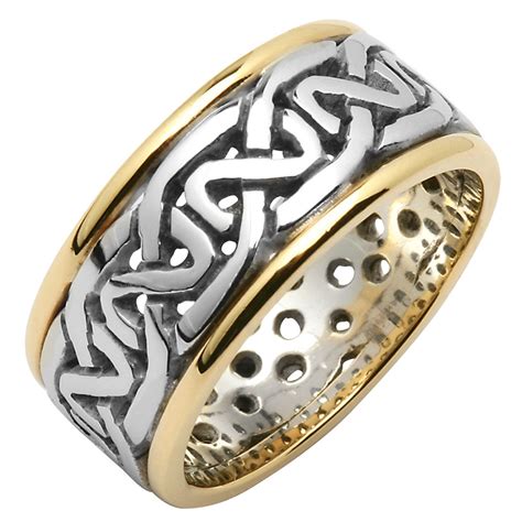 Irish Wedding Ring - Mens Celtic Knot Pierced Sheelin Wedding Band with ...