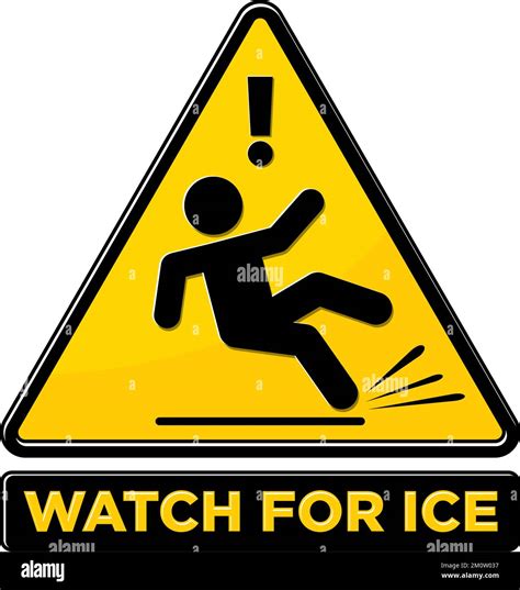 Slippery ice warning sign. Slip danger icon. Vector sign on transparent ...