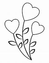 Printable Simple Heart Flowers Coloring Page sketch template