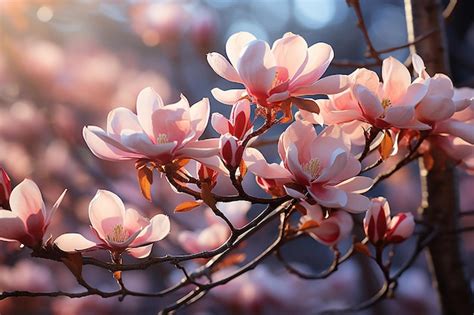 Premium AI Image | Blossoming Magnolia Tree CloseUp in Spring