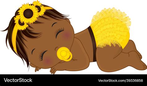 Cute little sunflower african american baby girl Vector Image