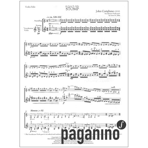 Corigliano, J.: Stomp for Scordatura Violin - Violin solo - now at PAGANINO